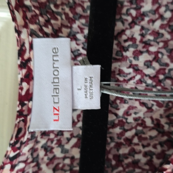 LIZ CLAIBORNE WOMEN'S BURGUNDY & BLACK PULLOVER TUNIC TOP SIZE LARGE - Picture 6 of 14